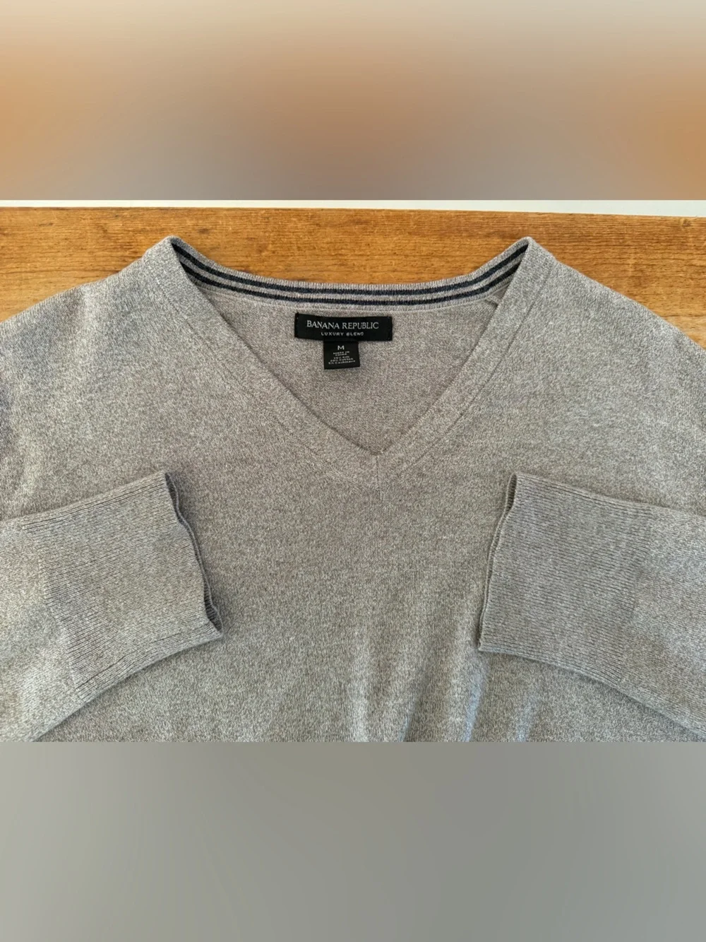 Banana Republic V-Neck Pullover Sweater Silk Cotton Cashmere Blend Beige Men’s M